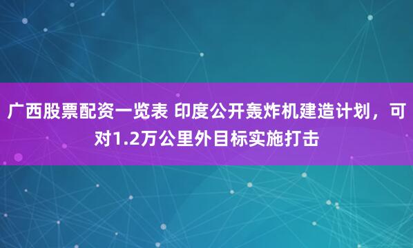 广西股票配资一览表 印度公开轰炸机建造计划，可对1.2万公里外目标实施打击